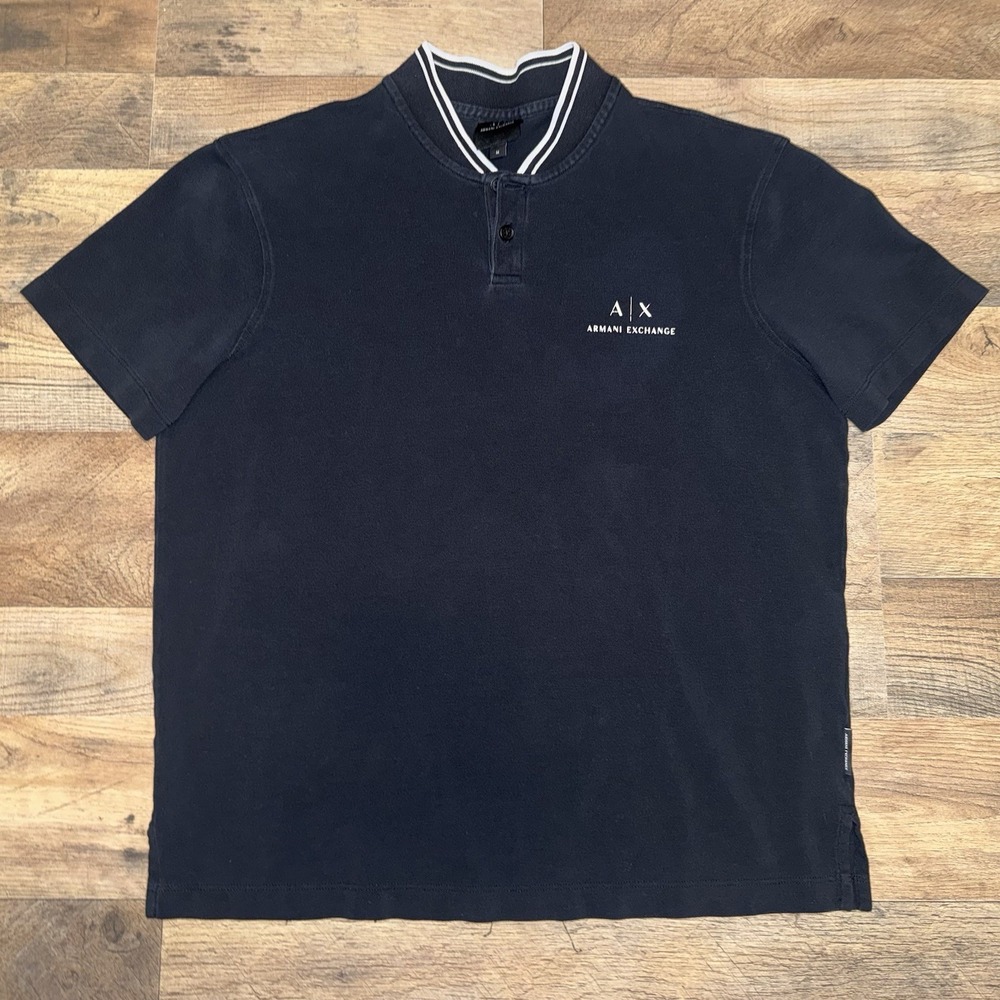 Armani Exchange Mens Black Short Sleeve Collared Polo Shirt Size Medium‎
